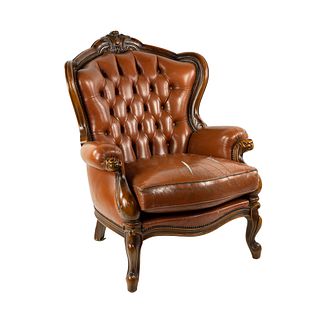 Victorian Style Chesterfield Leather Tufted Wingback Chair