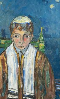 Jehudith (Judyra) Sobel 'Jewish Boy' Oil on Canvas