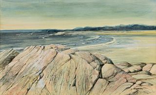 George Bowman 'Cape Hedge Long Beach' Watercolor