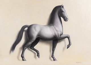 Black and White Horse O/C Signed Castellano