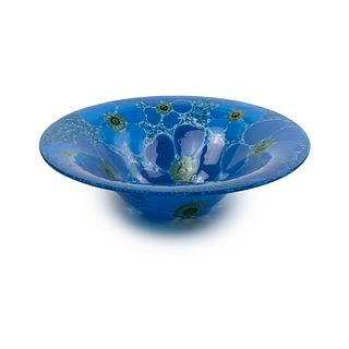 Higgins Glass Studio Blue and Yellow Flower Bowl