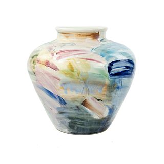 Steve Kelly Large Polychrome Art Pottery Vase