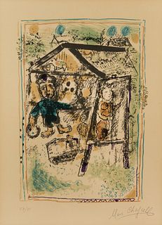 Marc Chagall 'Le Peintre Devant Le Village' Signed 