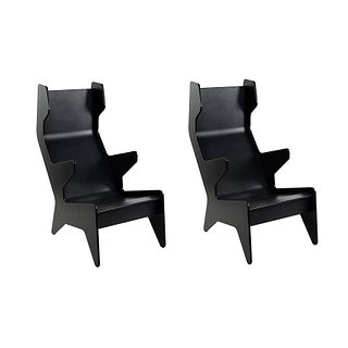 (2) Pair of Ralph Rapson for Loll Black Cave Chairs