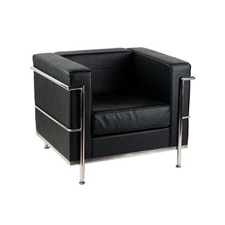 Le Corbusier LC2 Style Black Leather Lounge Chair