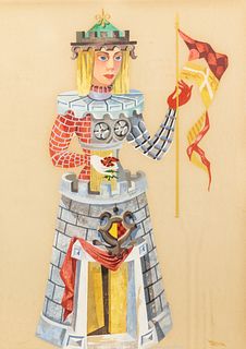 Howard Mandel 'Architectural Theme - Female' Acrylic Painting