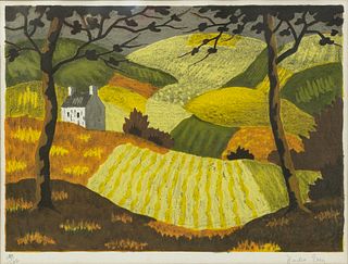 Andre Even Signed Hill Landscape Lithograph 