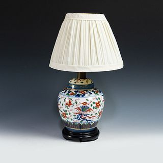 Chinese Porcelain Phoenix Lidded Jar Lamp