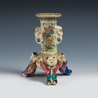 Chinese Jinzhishan Tripod Figural Epergne Vase