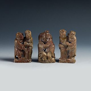 (3) Set of Chinese Carved Hardstone Netsuke Figures
