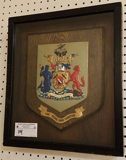 FRAMED COAT OF ARMS IN SHADOW BOX THE BANK LINE LMTD 15-1/2"X13-1/2"