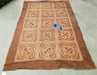 INDO EMBROIDERED THROW W/MIRRORED APPLIQUE 4'8" X 7'4"