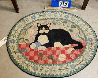 HOOKED RUG CAT 25" X 30"