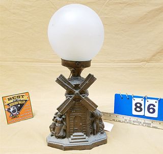 WHITE METAL WINDMILL TABLE LAMP 15-1/2"