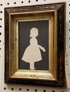 FRAMED SILHOUETTE OF A LITTLE GIRL W/BOOK 5 1/2" X 3 1/2"
