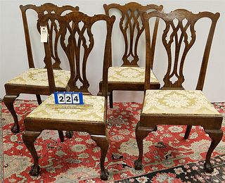 SET 4 CHIPPENDALE STYLE SLIP SEAT CHAIRS