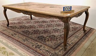 COUNTRY FRENCH OAK HARVEST TABLE 4' X 8' TOP HAS STAINS