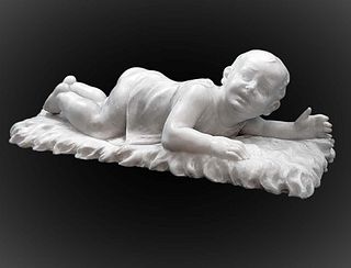 19th Century French White Marble Cupid 
