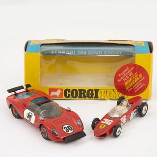 Corgi 344 Ferrari Dino 344 And Corgi 154 Lotus Climax Formula 1, The Dino red with black interior, racing number "30", Whizzwheels, Excellent in Very 