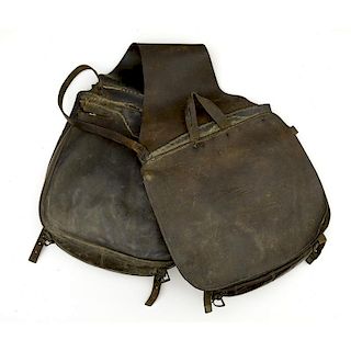 Very Large leather Saddle Bags ca. 1870