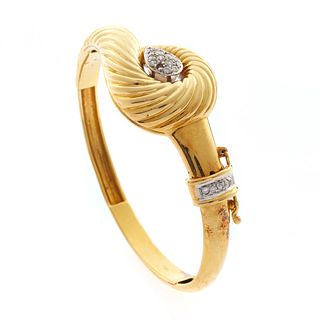 Diamond, 18k Yellow Gold Bangle Bracelet