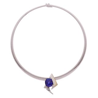 Tanzanite, Diamond, 14k White Gold Necklace