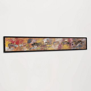 Long Purvis Young Painting, 96"W, Line of Cars