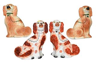 Two Pairs of Staffordshire Porcelain Dogs
