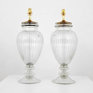 Pair of Large Murano Lamps