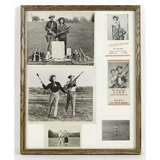 Framed Dot And Ernie Lind Shooting Exhibition Photographs & Pamphlets
