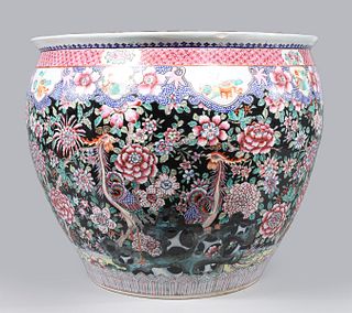 Large Chinese Porcelain Famille Rose Fish Bowl