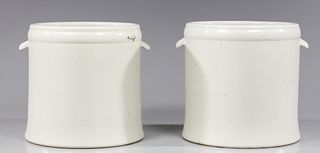 Pair Chinese White Glazed Porcelain Planters