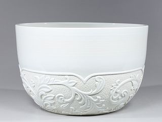 Large & Elaborate Chinese White Glazed Porcelain Planter