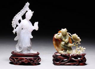 Two Chinese Jadeite Figural Carvings