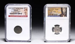 Group of Two Ancient Coins, AE Follis, Denier
