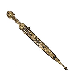 Caucasian dagger in a sheath gilded with niello.