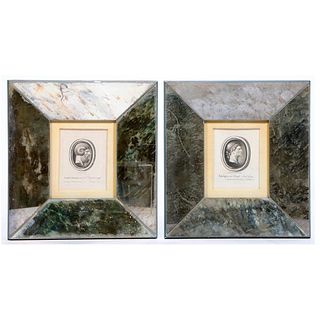 Antique Engravings in Mirrored Frames.