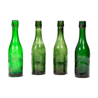 Four Jules Devroey Vintage Beer Bottles.