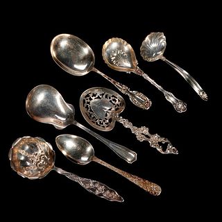 Seven Sterling Silver Serving Spoons.