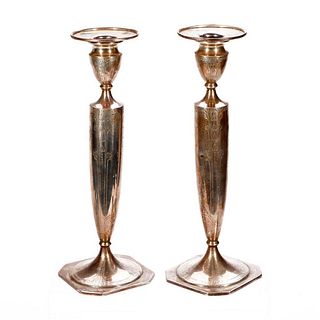 Pair of Sterling Candlesticks. 10 1/8in high.