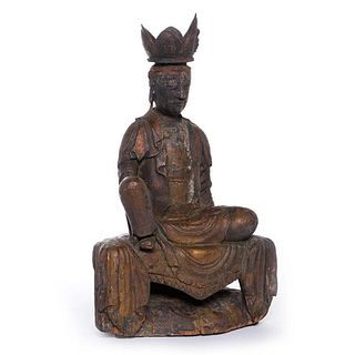 Carved Wood Burmese Buddha.