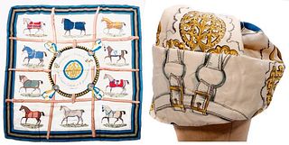 Hermes Paris/Lord & Taylor Silk Turban, with a Scarf.