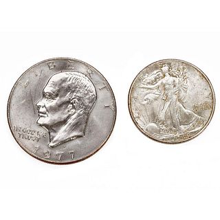 Two silver coins.
