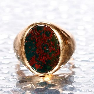 Tiffany & Co. bloodstone and 14k gold gent's ring.
