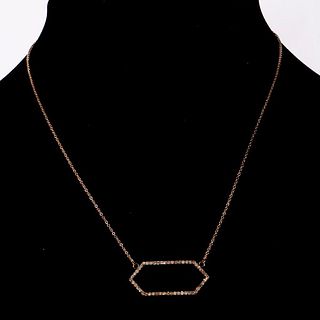 Diamond, 14k gold and silver necklace.