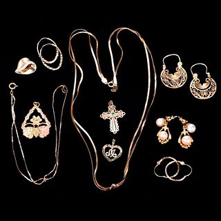 Collection of gold jewelry.