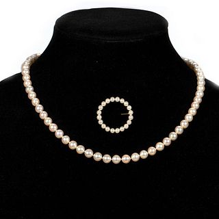 Collection of cultured pearl jewelry.