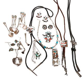 Collection of Southwest jewelry and objects.