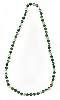 Nephrite and 14K Beaded Necklace