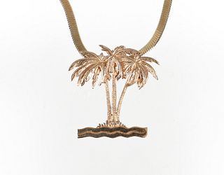 14K Palm Tree Pendant Necklace